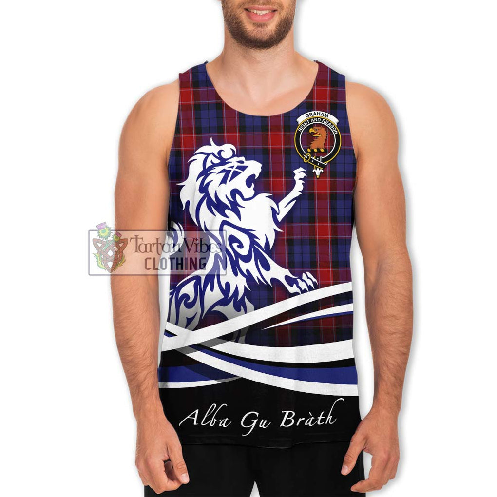 Graham of Menteith Red Tartan Men's Tank Top with Alba Gu Brath Regal Lion Emblem Men - Tartanvibesclothing Shop