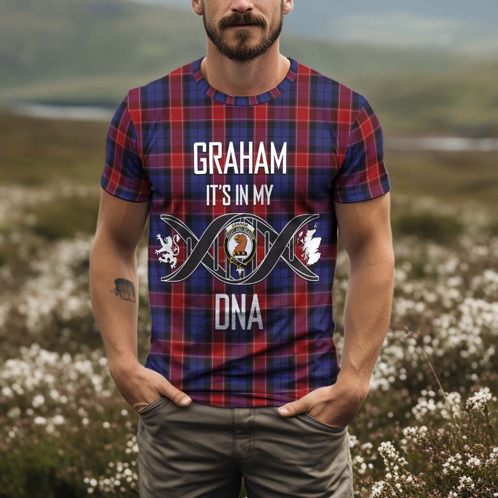 Graham of Menteith Red Tartan T-Shirt with Family Crest DNA In Me Style Kid's Shirt - Tartan Vibes Clothing