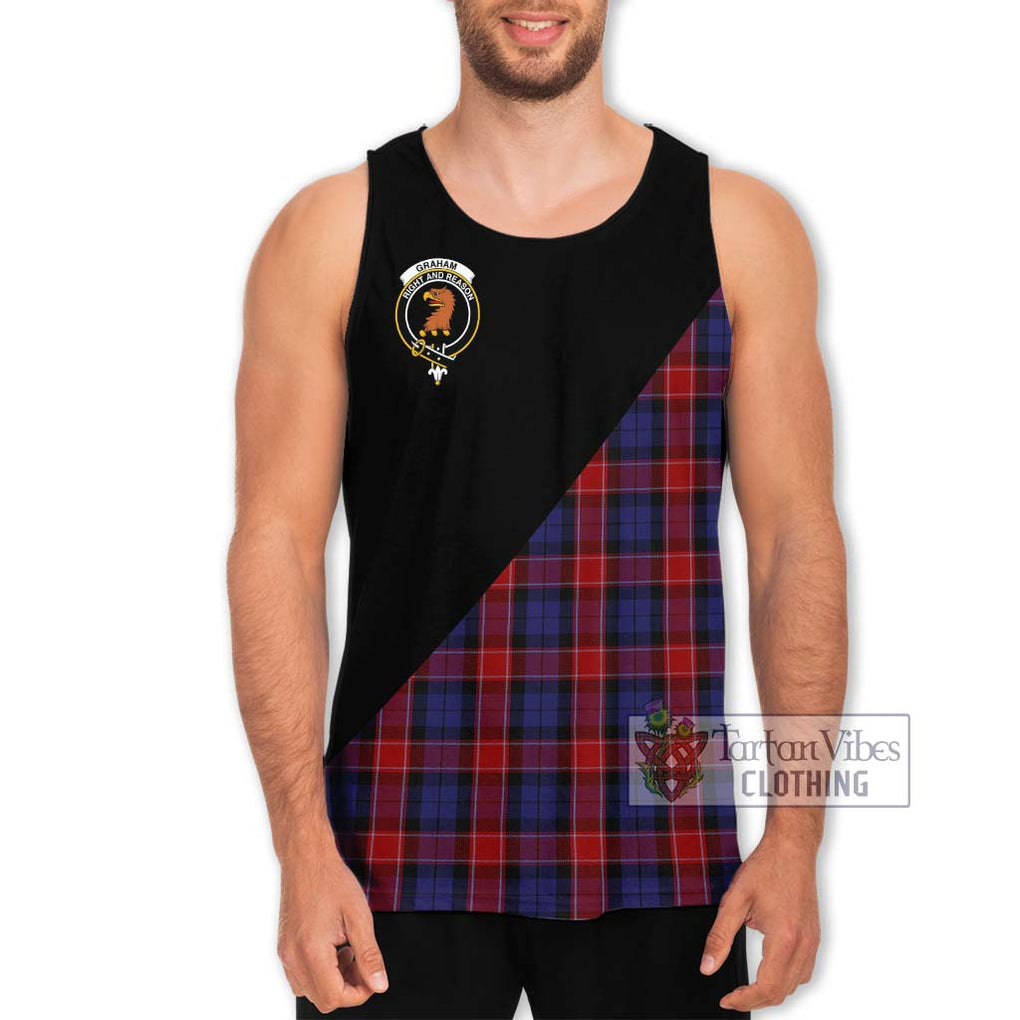 Graham of Menteith Red Tartan Men's Tank Top with Family Crest and Military Logo Style Men - Tartanvibesclothing Shop