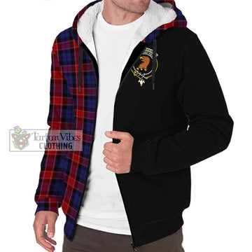 Graham of Menteith Red Tartan Sherpa Hoodie with Family Crest and Half Of Me Style