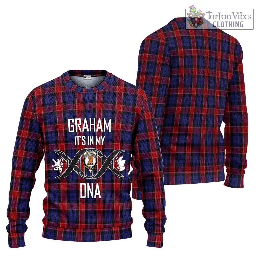 Graham of Menteith Red Tartan Knitted Sweater with Family Crest DNA In Me Style Unisex - Tartanvibesclothing Shop