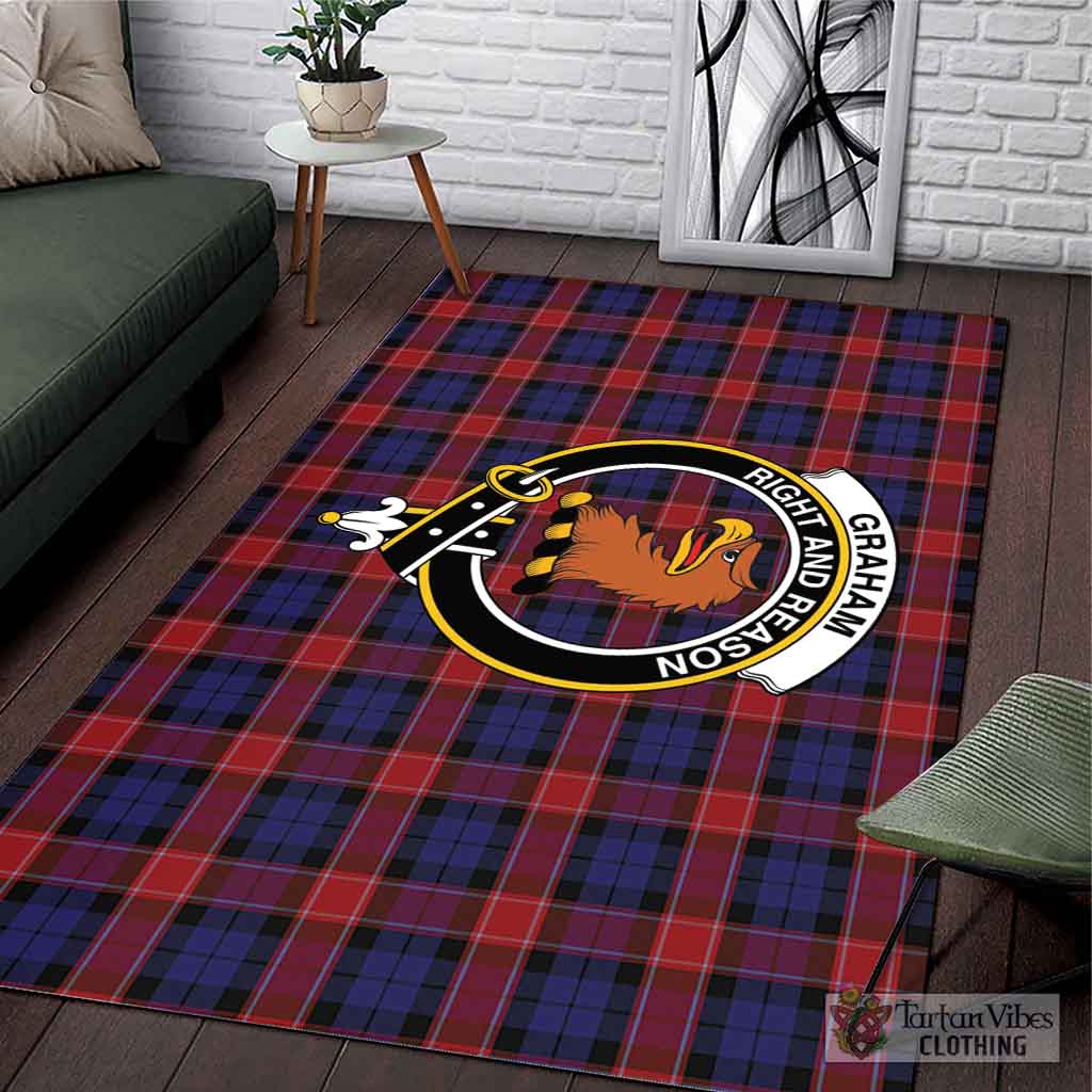 Tartan Vibes Clothing Graham of Menteith Red Tartan Area Rug with Family Crest