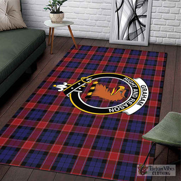 Graham of Menteith Red Tartan Area Rug with Family Crest