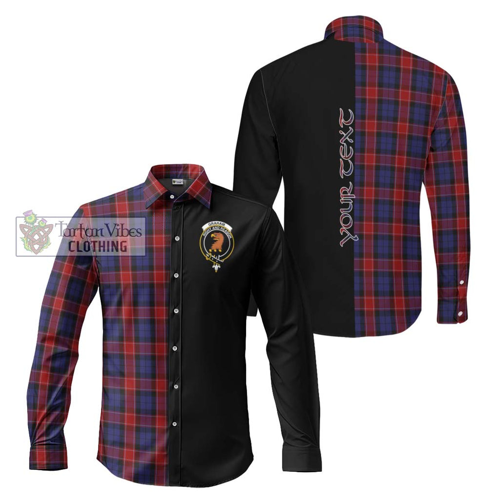 Graham of Menteith Red Tartan Long Sleeve Button Shirt with Family Crest and Half Of Me Style Men's Shirt S - Tartanvibesclothing Shop