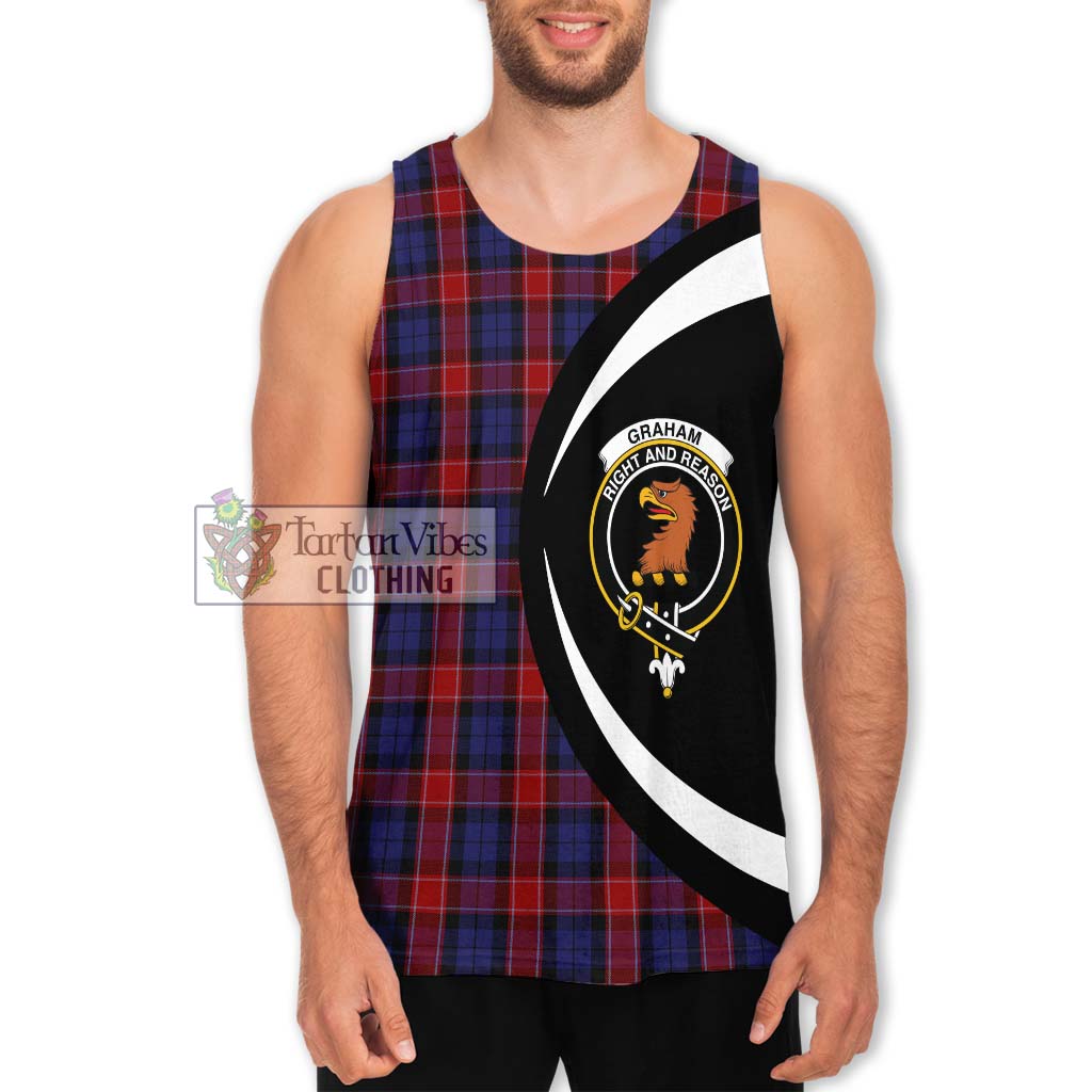 Graham of Menteith Red Tartan Men's Tank Top with Family Crest Circle Style Men - Tartan Vibes Clothing