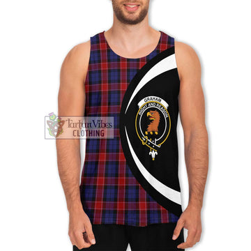 Graham of Menteith Red Tartan Men's Tank Top with Family Crest Circle Style