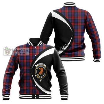 Graham of Menteith Red Tartan Baseball Jacket with Family Crest Circle Style