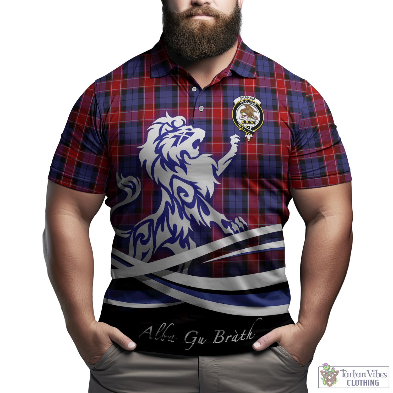 graham-of-menteith-red-tartan-polo-shirt-with-alba-gu-brath-regal-lion-emblem