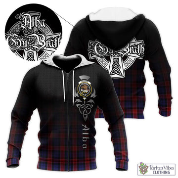 Graham of Menteith Red Tartan Knitted Hoodie Featuring Alba Gu Brath Family Crest Celtic Inspired