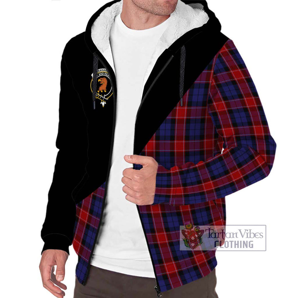 Graham of Menteith Red Tartan Sherpa Hoodie with Family Crest and Military Logo Style Unisex S - Tartanvibesclothing Shop