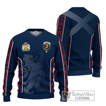 Graham of Menteith Red Tartan Ugly Sweater with Family Crest and Lion Rampant Vibes Sport Style