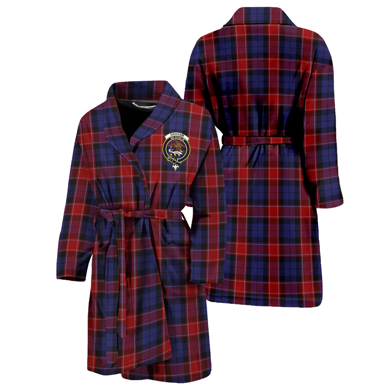 Graham of Menteith Red Tartan Bathrobe with Family Crest Unisex S - Tartan Vibes Clothing