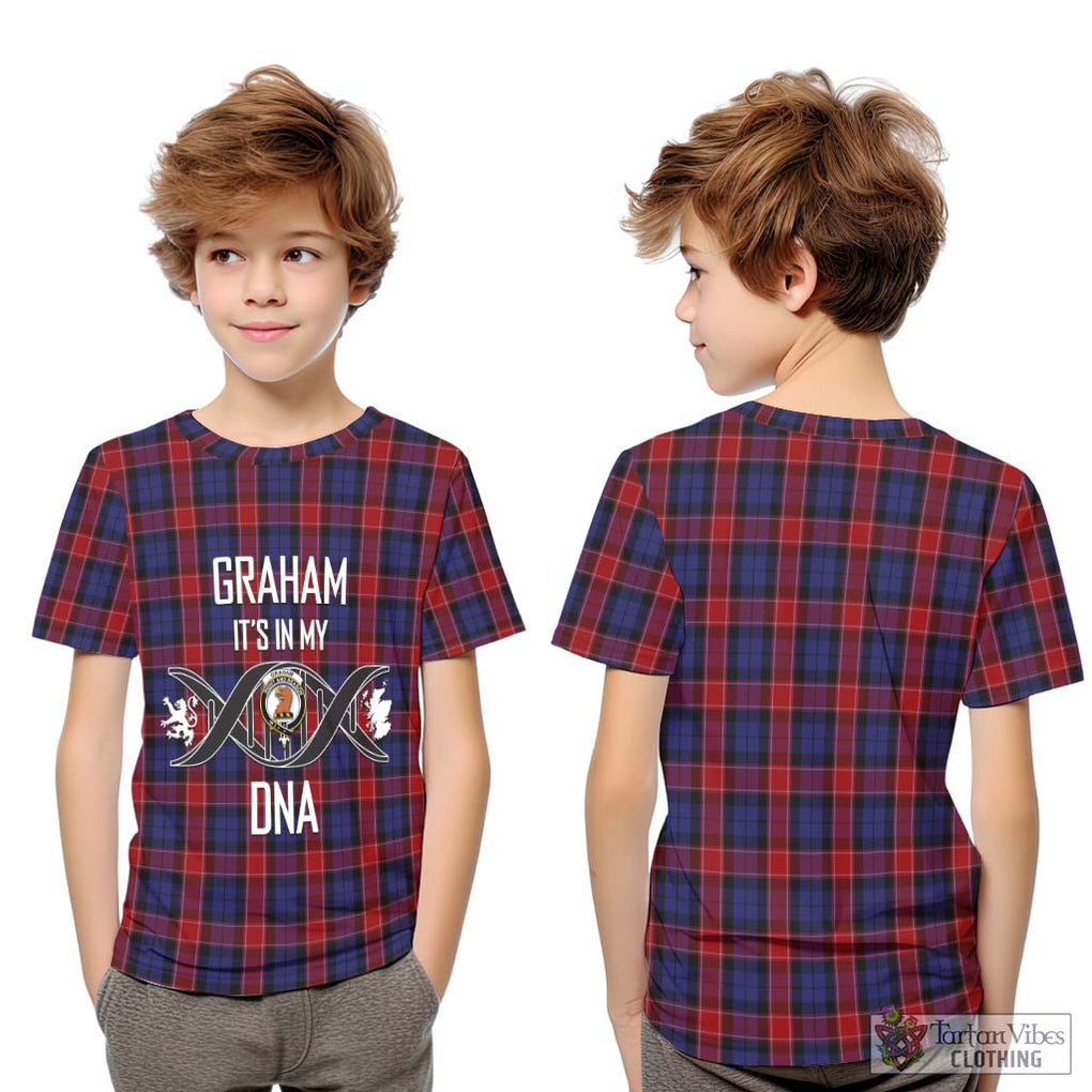 Graham of Menteith Red Tartan Kid T-Shirt with Family Crest DNA In Me Style Youth XL Size14 - Tartanvibesclothing Shop