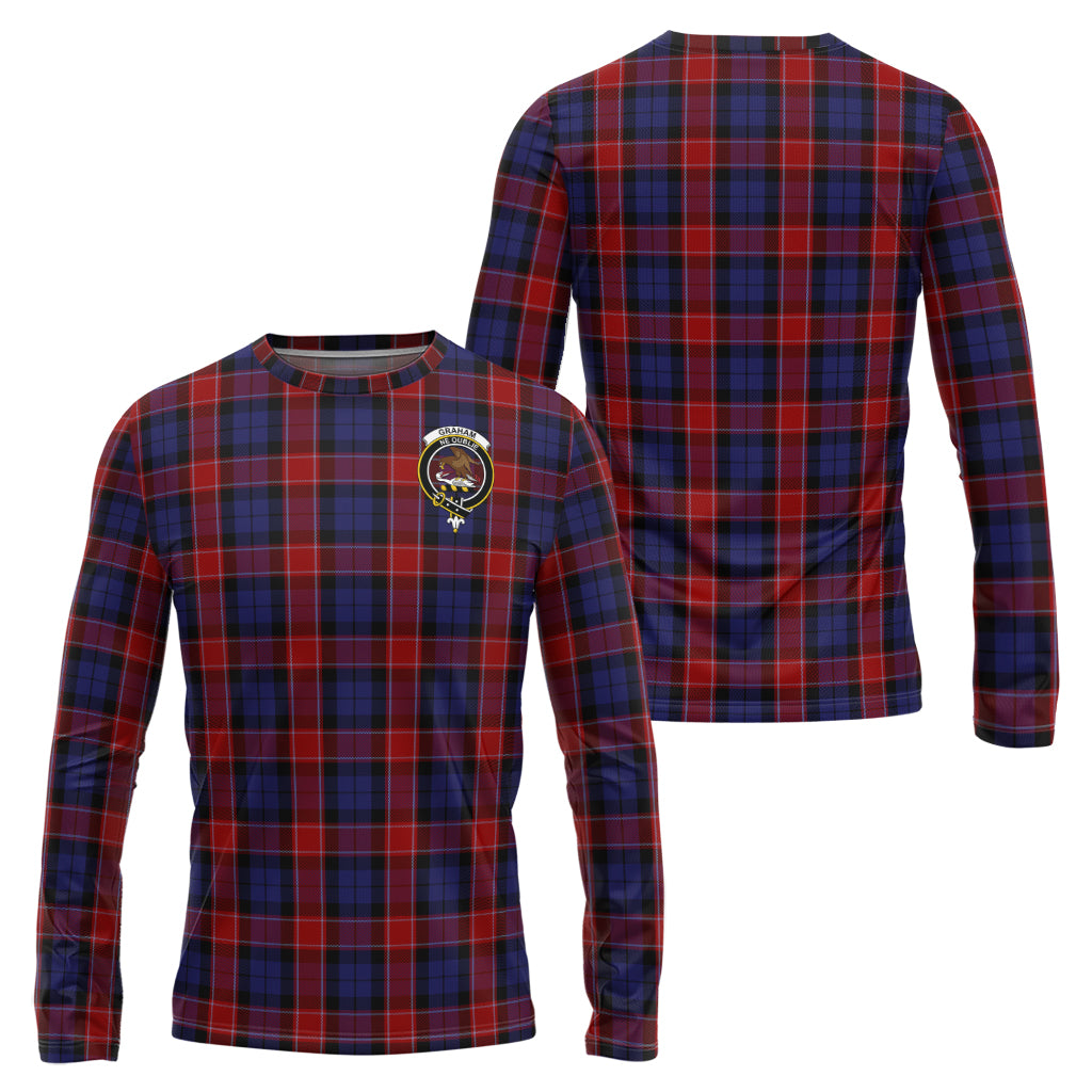 graham-of-menteith-red-tartan-long-sleeve-t-shirt-with-family-crest