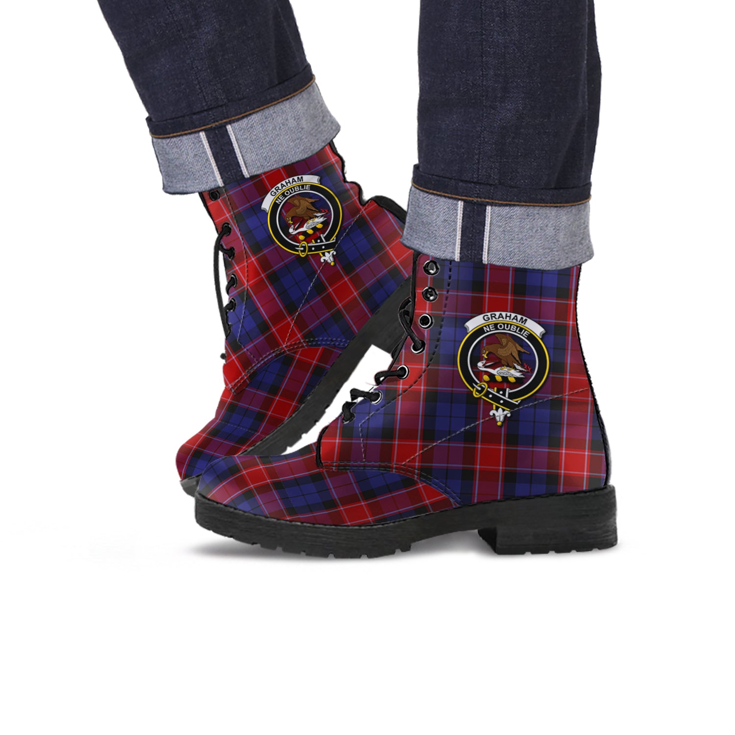 graham-of-menteith-red-tartan-leather-boots-with-family-crest