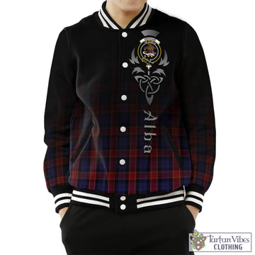 Graham of Menteith Red Tartan Baseball Jacket Featuring Alba Gu Brath Family Crest Celtic Inspired