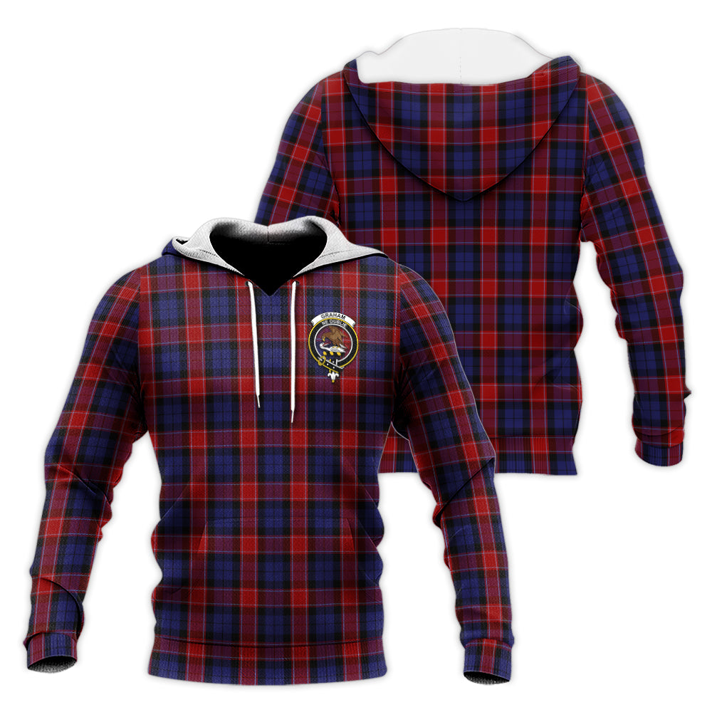 graham-of-menteith-red-tartan-knitted-hoodie-with-family-crest