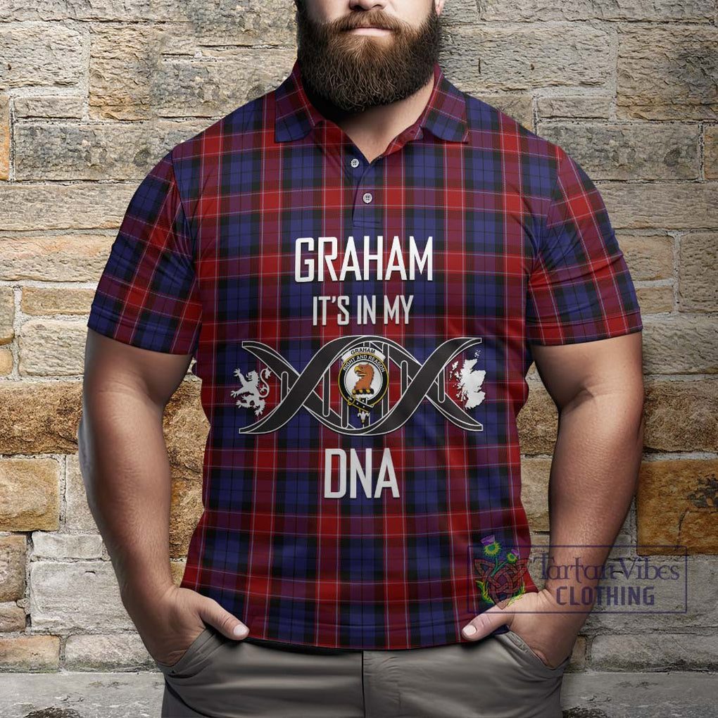 Graham of Menteith Red Tartan Polo Shirt with Family Crest DNA In Me Style Kid - Tartanvibesclothing Shop