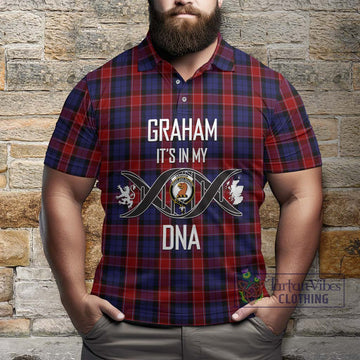 Graham of Menteith Red Tartan Polo Shirt with Family Crest DNA In Me Style