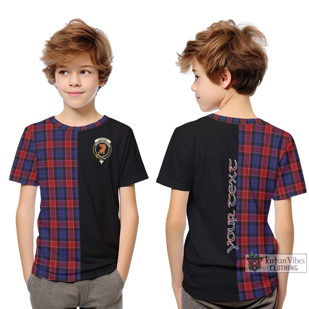 Graham of Menteith Red Tartan Kid T-Shirt with Family Crest and Half Of Me Style Youth XL Size14 - Tartanvibesclothing Shop