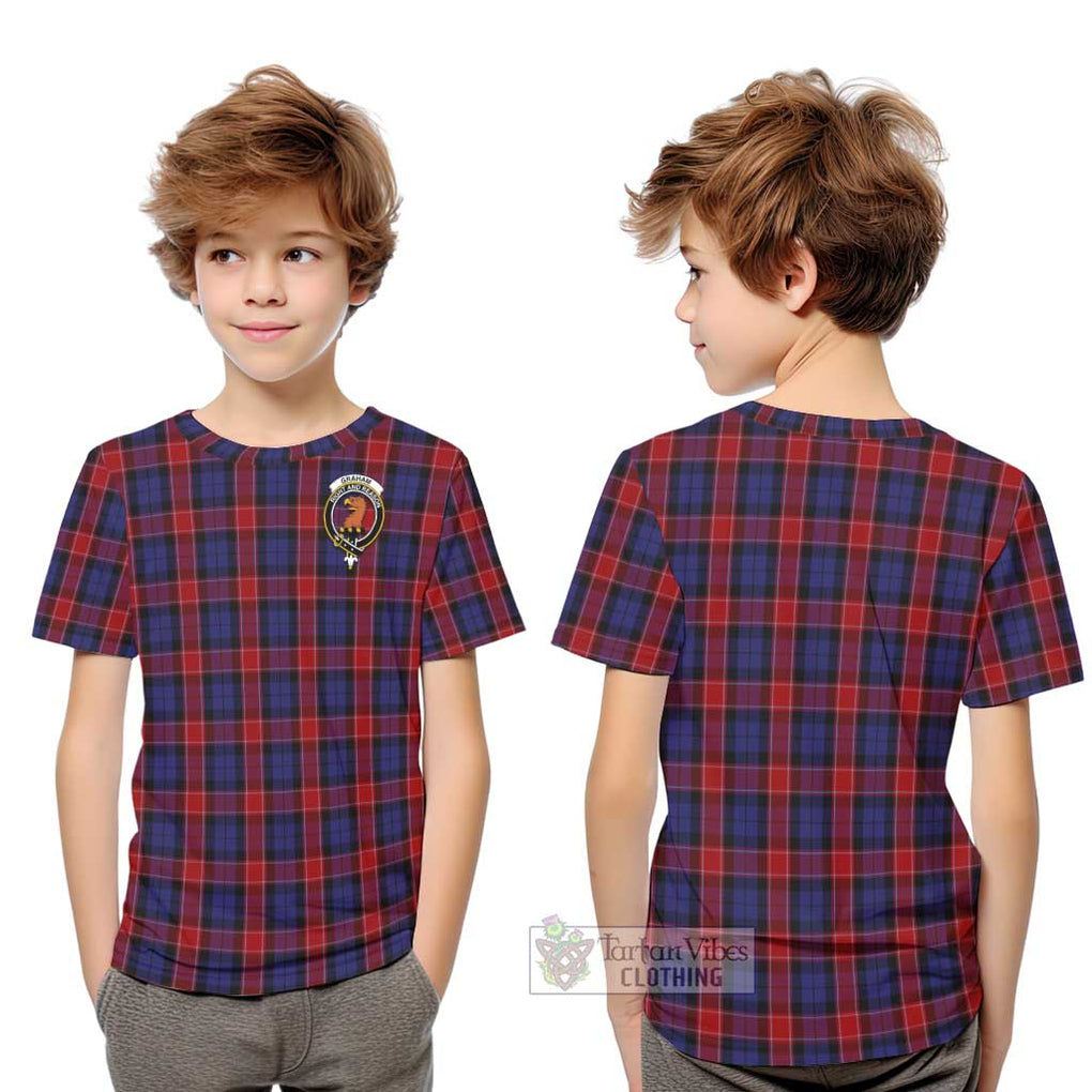 Graham of Menteith Red Tartan Kid T-Shirt with Family Crest Youth XL Size14 - Tartanvibesclothing Shop