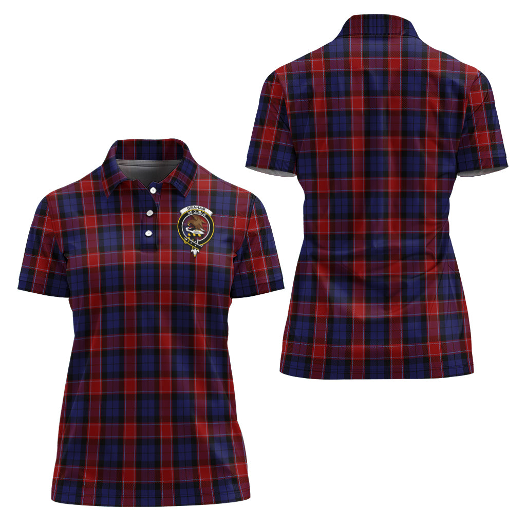 Graham of Menteith Red Tartan Polo Shirt with Family Crest For Women Women - Tartan Vibes Clothing