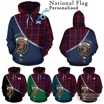 Graham of Menteith Red Tartan Hoodie with Personalised National Flag and Family Crest Half Style