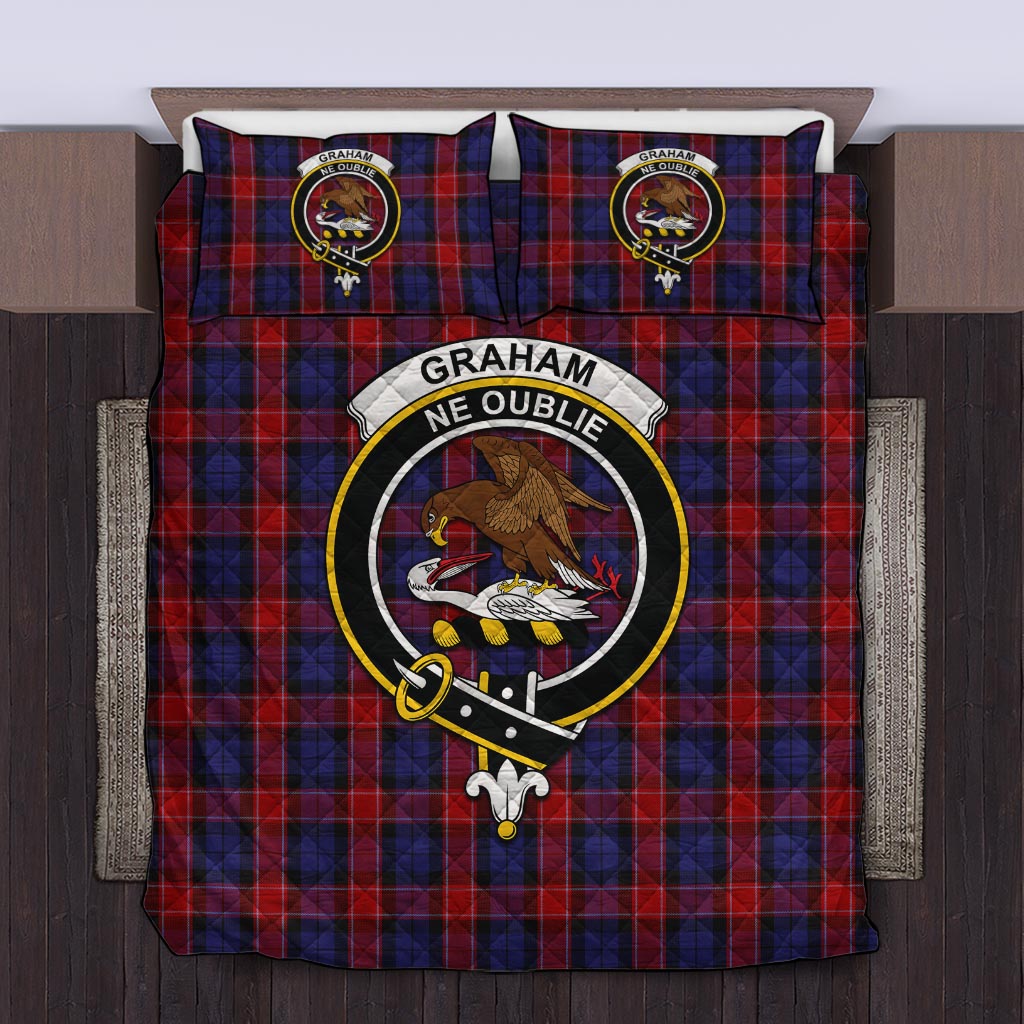 Graham of Menteith Red Tartan Quilt Bed Set with Family Crest Twin - Tartan Vibes Clothing