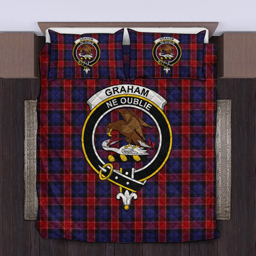 Graham of Menteith Red Tartan Quilt Bed Set with Family Crest