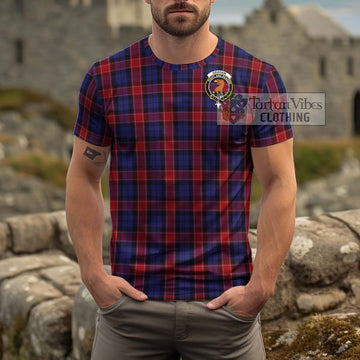 Graham of Menteith Red Tartan Cotton T-Shirt with Family Crest