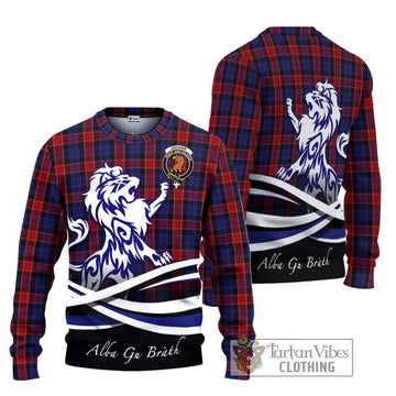 Graham of Menteith Red Tartan Ugly Sweater with Alba Gu Brath Regal Lion Emblem