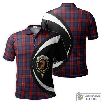 Graham of Menteith Red Tartan Men's Polo Shirt with Family Crest Circle Style