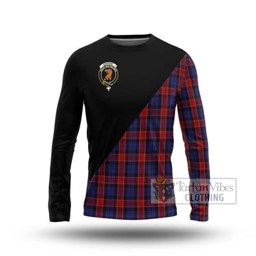 Graham of Menteith Red Tartan Long Sleeve T-Shirt with Family Crest and Military Logo Style