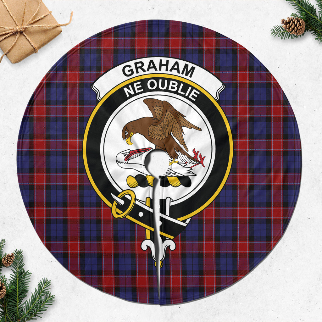 Graham of Menteith Red Tartan Christmas Tree Skirt with Family Crest - Tartanvibesclothing