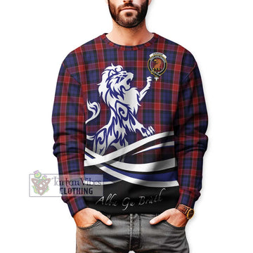 Graham of Menteith Red Tartan Sweatshirt with Alba Gu Brath Regal Lion Emblem