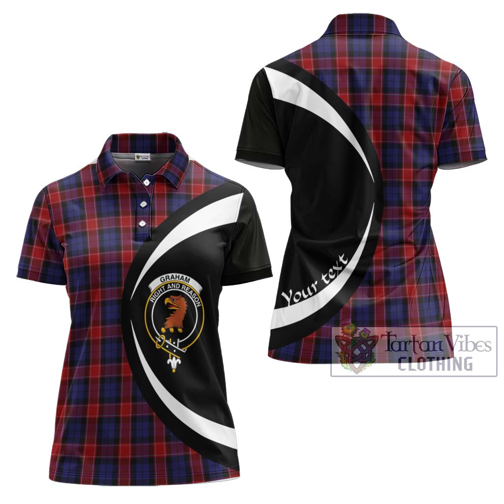 Graham of Menteith Red Tartan Women's Polo Shirt with Family Crest Circle Style Women - Tartan Vibes Clothing