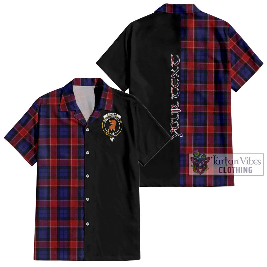 Graham of Menteith Red Tartan Short Sleeve Button Shirt with Family Crest and Half Of Me Style Kid - Tartanvibesclothing Shop