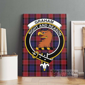 Graham of Menteith Red Tartan Canvas Print Wall Art with Family Crest