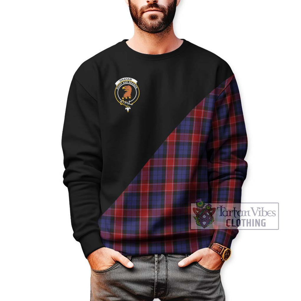 Graham of Menteith Red Tartan Sweatshirt with Family Crest and Military Logo Style Unisex - Tartanvibesclothing Shop