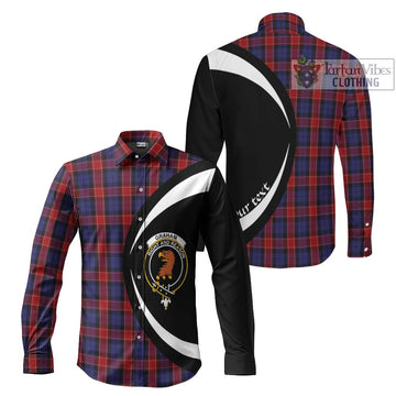 Graham of Menteith Red Tartan Long Sleeve Button Up with Family Crest Circle Style