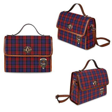 Graham of Menteith Red Tartan Waterproof Canvas Bag with Family Crest