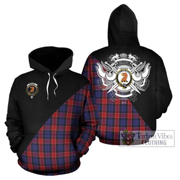 Graham of Menteith Red Tartan Hoodie with Family Crest and Military Logo Style