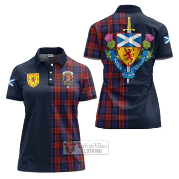 Graham of Menteith Red Tartan Women's Polo Shirt Alba with Scottish Lion Royal Arm Half Style