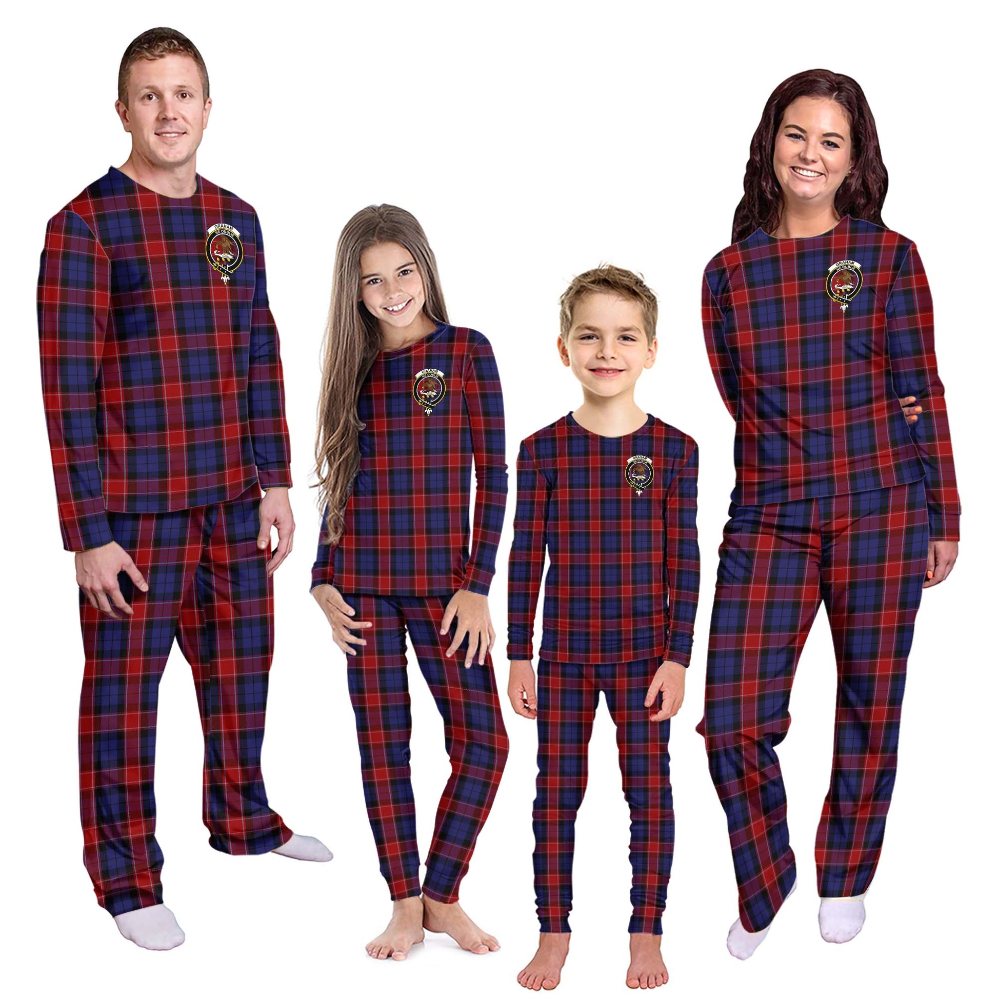 Graham of Menteith Red Tartan Pajamas Family Set with Family Crest Kid - Tartan Vibes Clothing