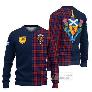 Graham of Menteith Red Tartan Ugly Sweater with Scottish Lion Royal Arm Half Style