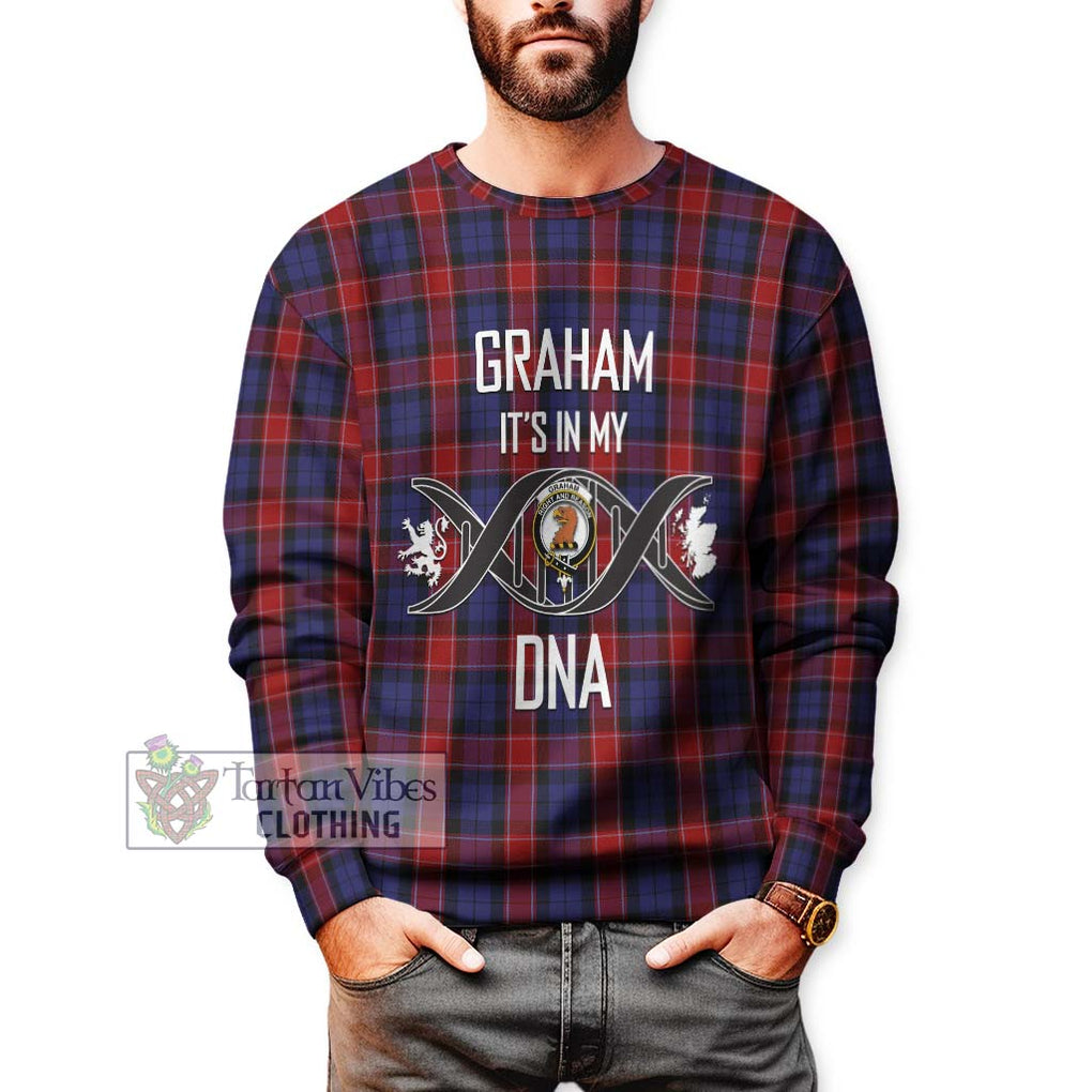 Graham of Menteith Red Tartan Sweatshirt with Family Crest DNA In Me Style Unisex - Tartanvibesclothing Shop