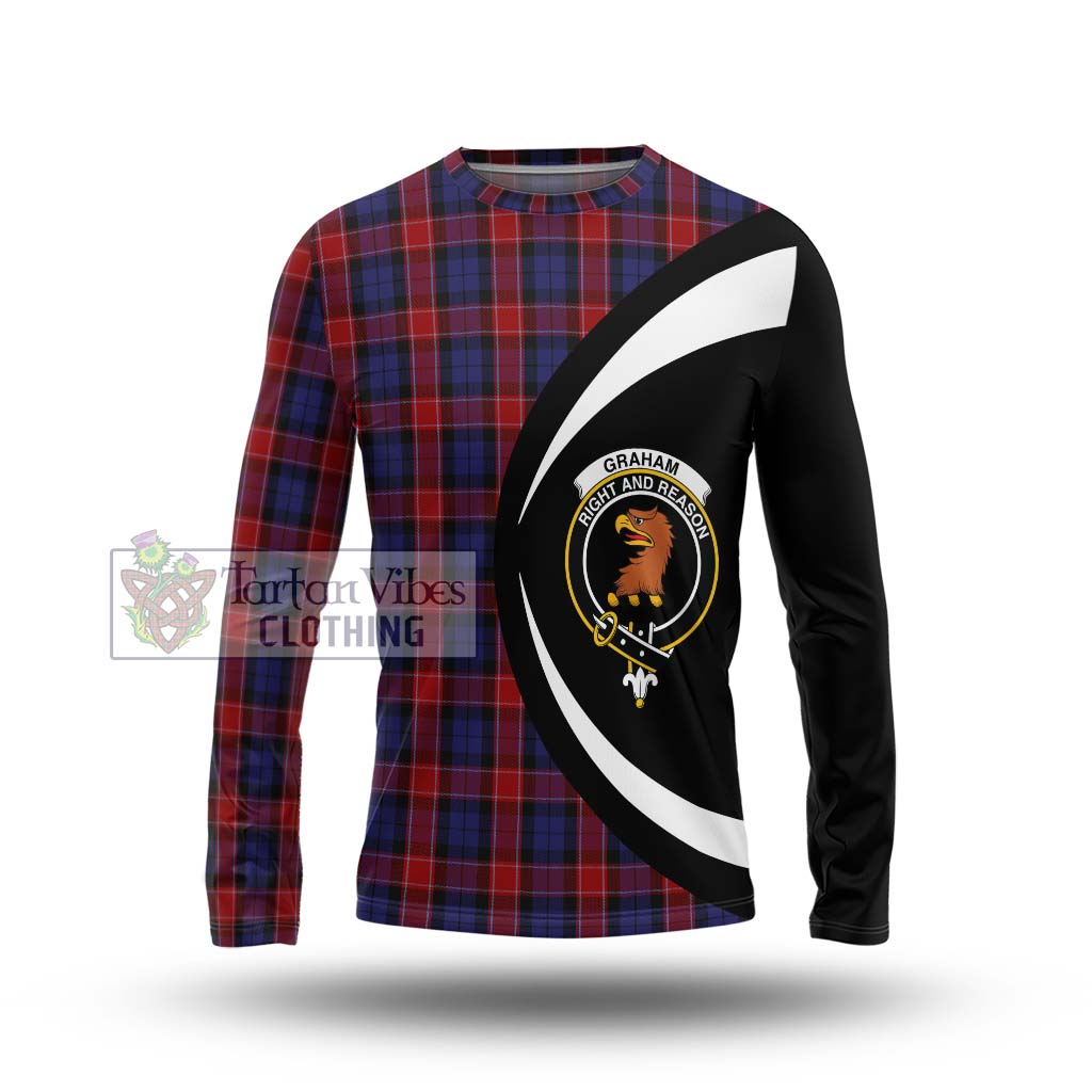 Graham of Menteith Red Tartan Long Sleeve T-Shirt with Family Crest Circle Style Unisex - Tartan Vibes Clothing