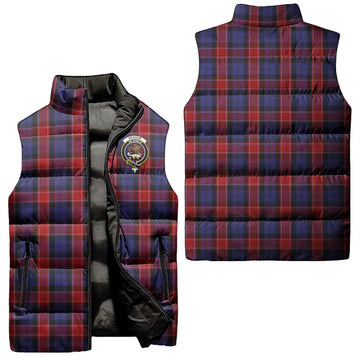 Graham of Menteith Red Tartan Sleeveless Puffer Jacket with Family Crest