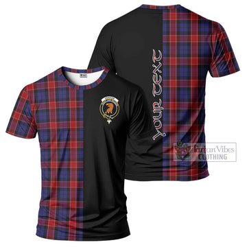 Graham of Menteith Red Tartan T-Shirt with Family Crest and Half Of Me Style