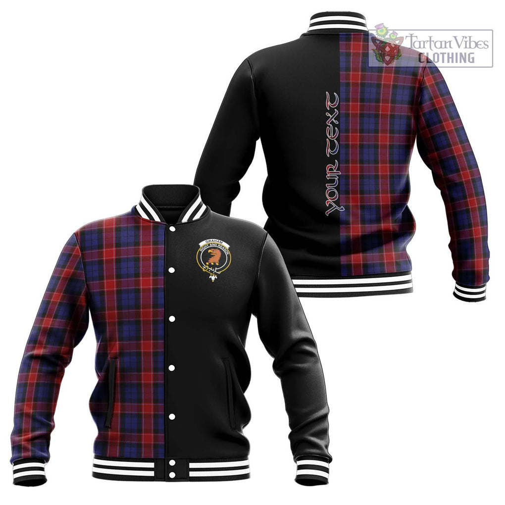 Graham of Menteith Red Tartan Baseball Jacket with Family Crest and Half Of Me Style Unisex - Tartanvibesclothing Shop